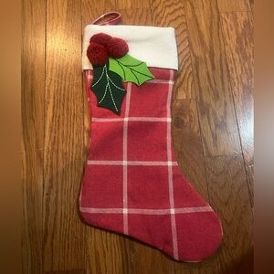 NWOT Stoney Hill Tree Farm Plaid Holiday Stocking with Mistletoe